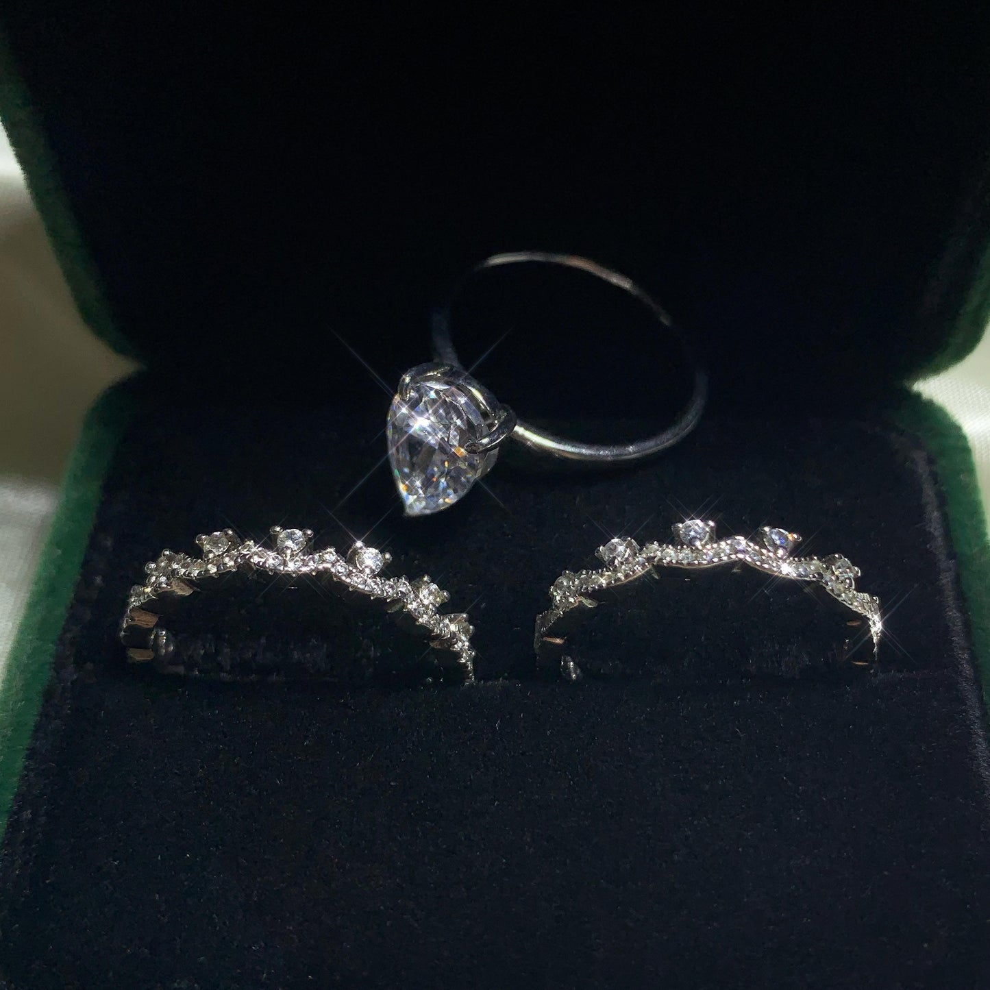 S925 Silver Pear Ice Flower Cut Water Drop Ring 7*11 8A Cubic Zirconia Ring Daily Wear fashion jewelry accessory woman girl promise rin-220(35%)