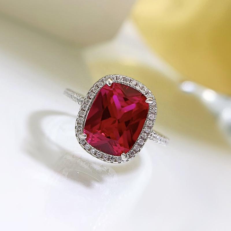 NO.052 S925 sterling silver oval cut cushion shape Ring 8*10mm 8A cubic zirconia ring fashion jewelry accessory woman girl promise ring Springtok