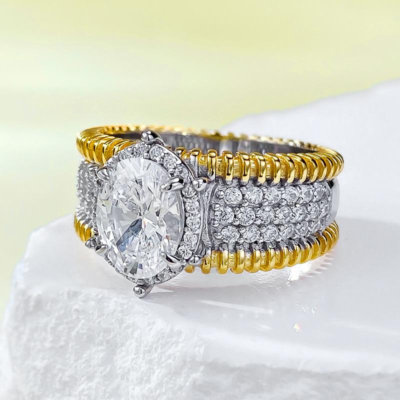 NO.059 S925 Silver Wind Band Oval Cut Ring 6 * 8mm 6A Cubic Zirconia Ring fashion jewelry accessory woman girl promise ring Springtok