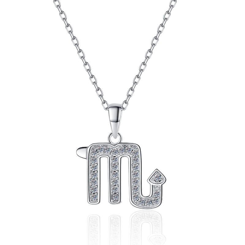 NO.206 S925 Sterling Silver Twelve Constellations Synthetic Moissanite Necklace Birthday Gift Minimalist Pendant Necklace Springtok