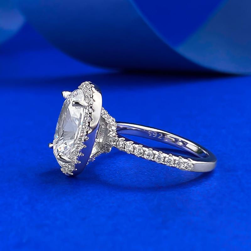 NO.045 S925 Sterling Silver Oval Cut Pigeon Eggs Ring 8*12 6A Cubic Zirconia Ring fashion jewelry accessory woman girl promise ring Springtok