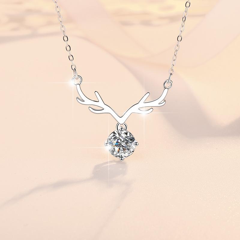 NO.207 S925 Sterling Silver Holiday Synthetic Moissanite Necklace Birthday Gift Minimalist Pendant Necklace Springtok