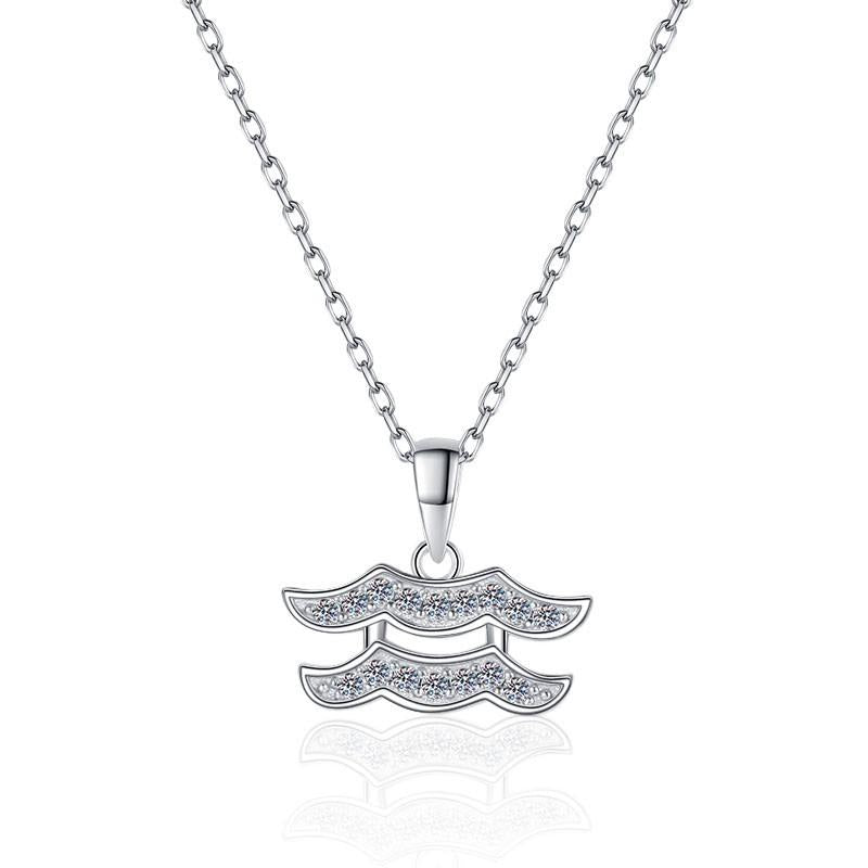 NO.206 S925 Sterling Silver Twelve Constellations Synthetic Moissanite Necklace Birthday Gift Minimalist Pendant Necklace Springtok
