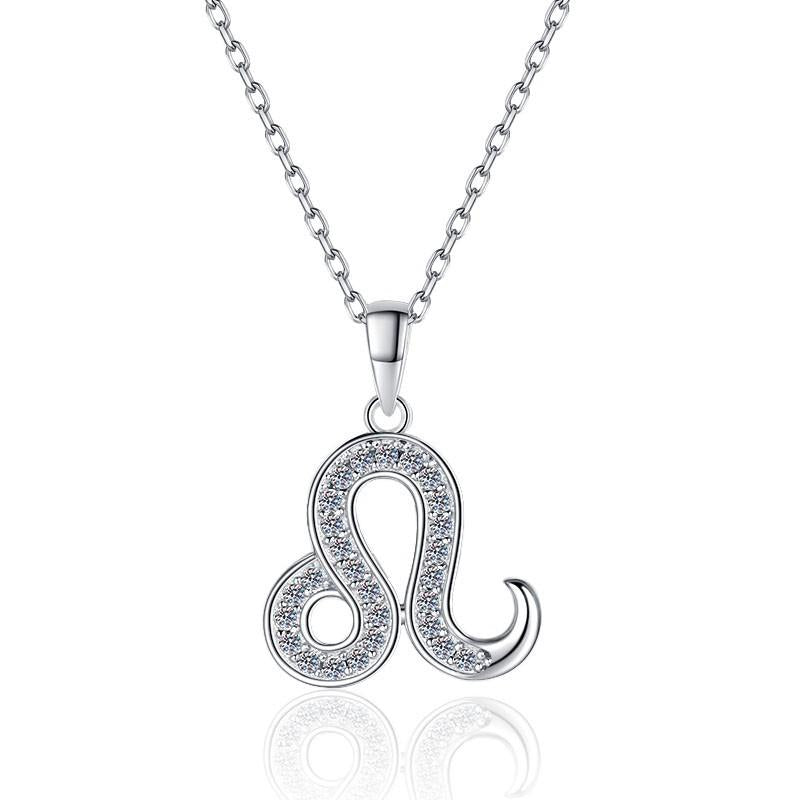 NO.206 S925 Sterling Silver Twelve Constellations Synthetic Moissanite Necklace Birthday Gift Minimalist Pendant Necklace Springtok