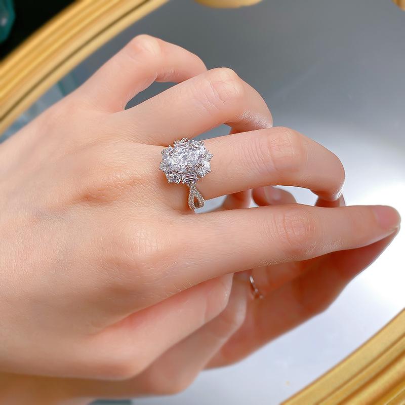 NO.057 S925 sterling silver oval cut ring 7*9mm 6A cubic zirconia ring fashion jewelry accessory woman girl promise ring Springtok