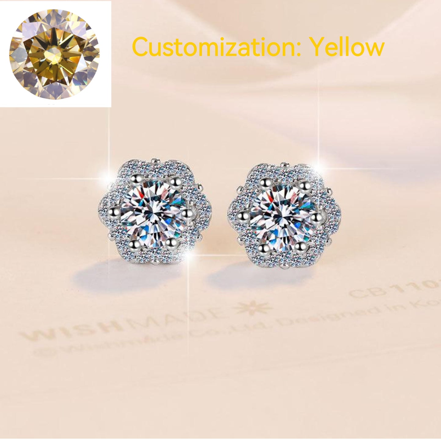 NO.169 S925 Sterling Silver Little Flower Ear Stud Plum Blossom Synthetic Moissanite Earrings Glittering daily life Earrings Springtok