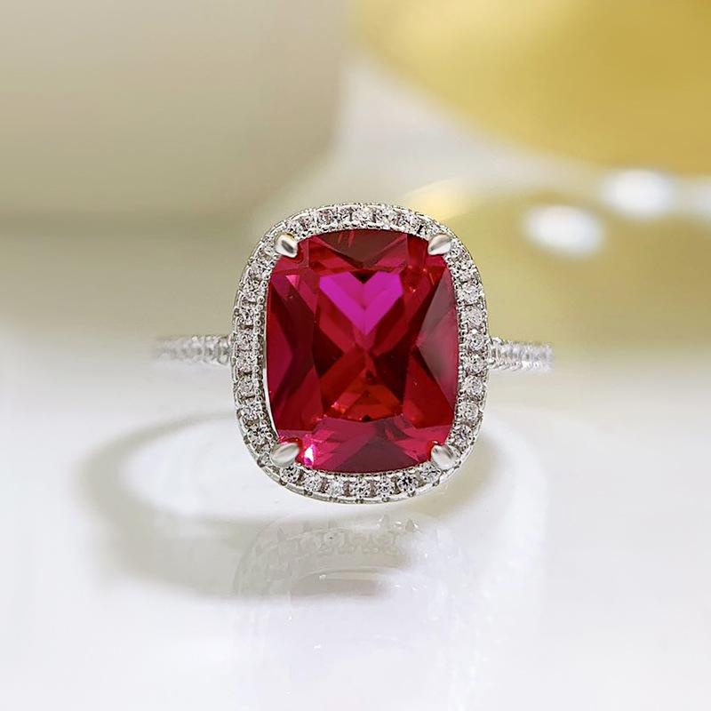 NO.052 S925 sterling silver oval cut cushion shape Ring 8*10mm 8A cubic zirconia ring fashion jewelry accessory woman girl promise ring Springtok
