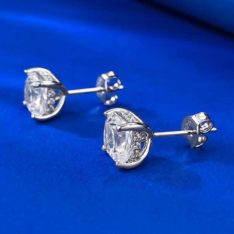 NO.181 S925 Sterling Silver Ice Flower Cut Pillow Stud Earrings 7*7 8A Cubic Zirconia Stud Earrings Glittering daily life Earrings Springtok