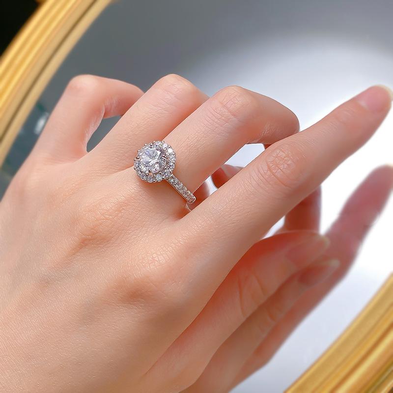 NO.082 S925 Sterling Silver round Cut round Ring 8 * 8mm 6A Cubic Zirconia Ring fashion jewelry accessory woman girl promise ring Springtok