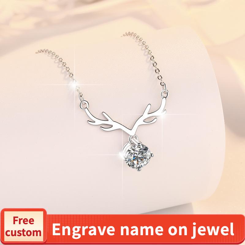 NO.207 S925 Sterling Silver Holiday Synthetic Moissanite Necklace Birthday Gift Minimalist Pendant Necklace Springtok