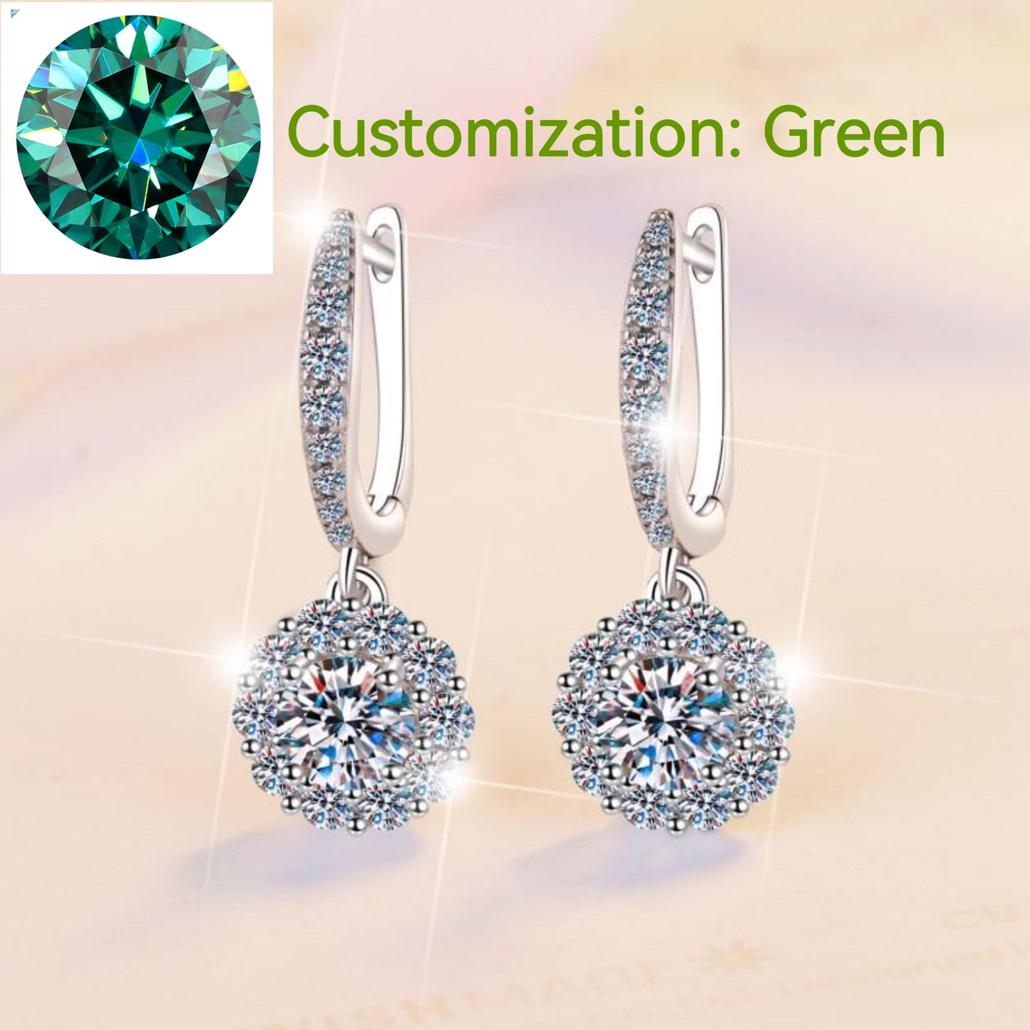 NO.173 S925 Sterling Silver Flower Dangling Earrings Round Earrings Glittering daily life Earrings Springtok