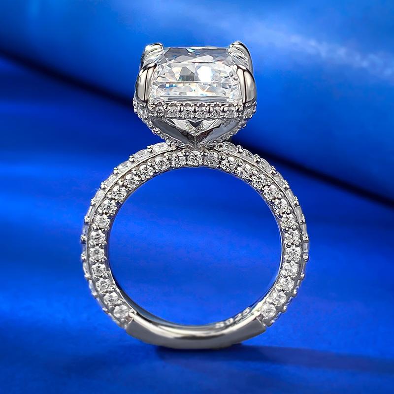 NO.016 S925 Sterling Silver Ice Flower Cut High Carbon Ring 10*12 8A Cubic Zirconia Ring fashion jewelry accessory woman girl promise ring Springtok