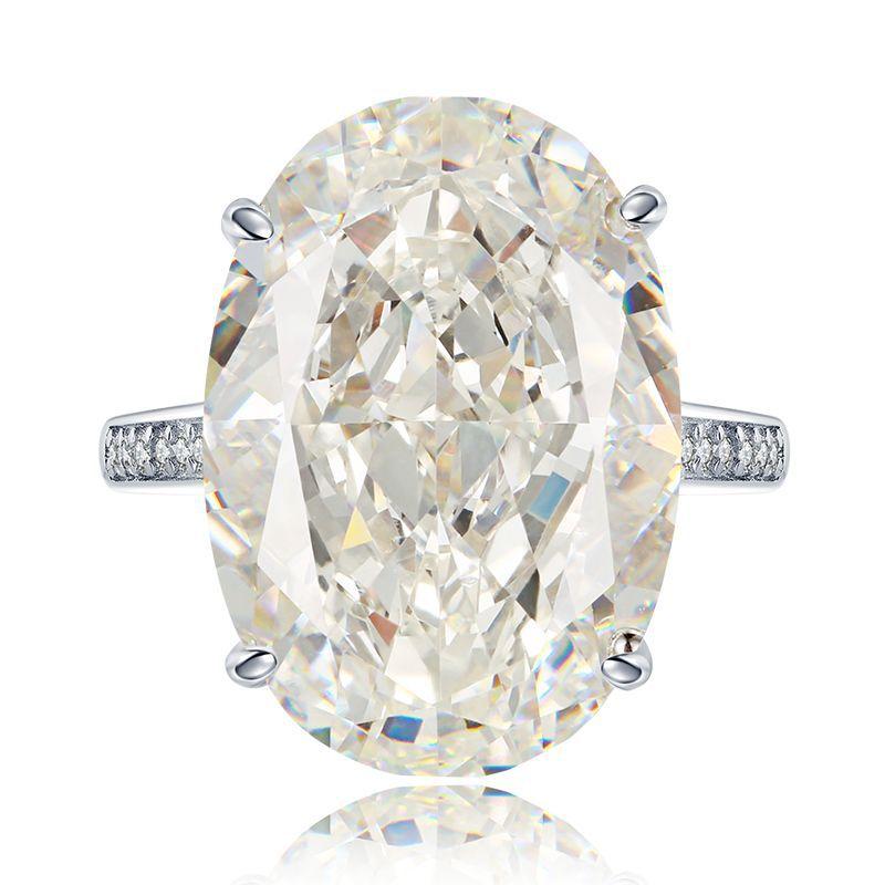 NO.056 S925 Sterling Silver Ice Flower cut Pigeon egg ring 14*20 8A Cubic Zirconia Ring fashion jewelry accessory woman girl promise ring Springtok