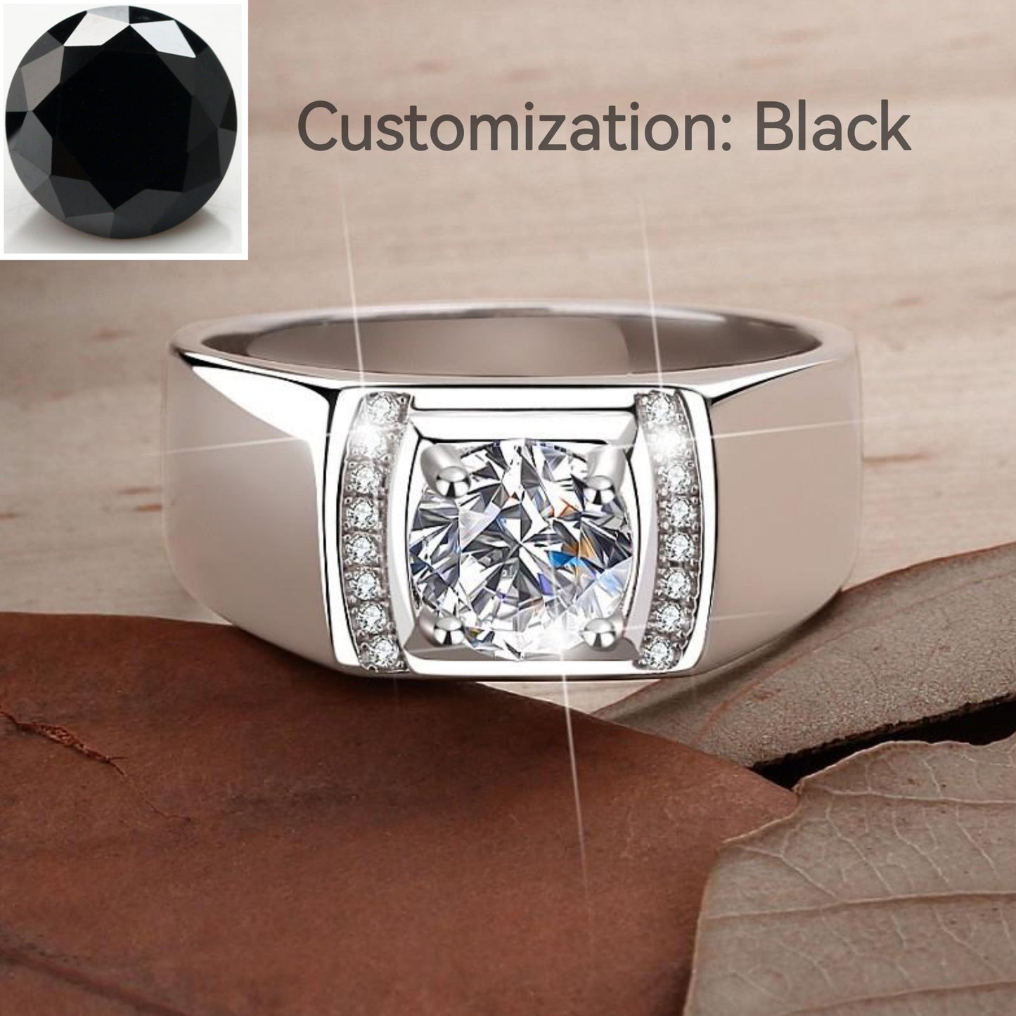 NO.155 S925 Sterling Silver Ring Inlaid with Super Flash Synthetic Moissanite fashion jewelry accessory promise ring Springtok Men's Ring