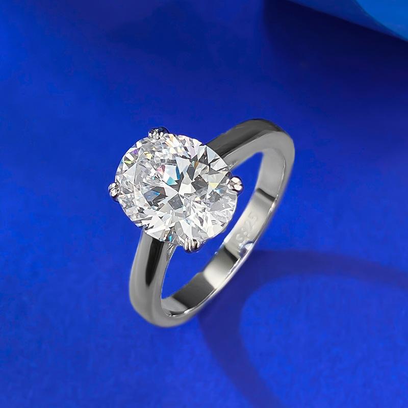 NO.038 S925 sterling silver oval cut 4 carat ring 8*10mm 6A cubic zirconia ring fashion jewelry accessory woman girl promise ring Springtok