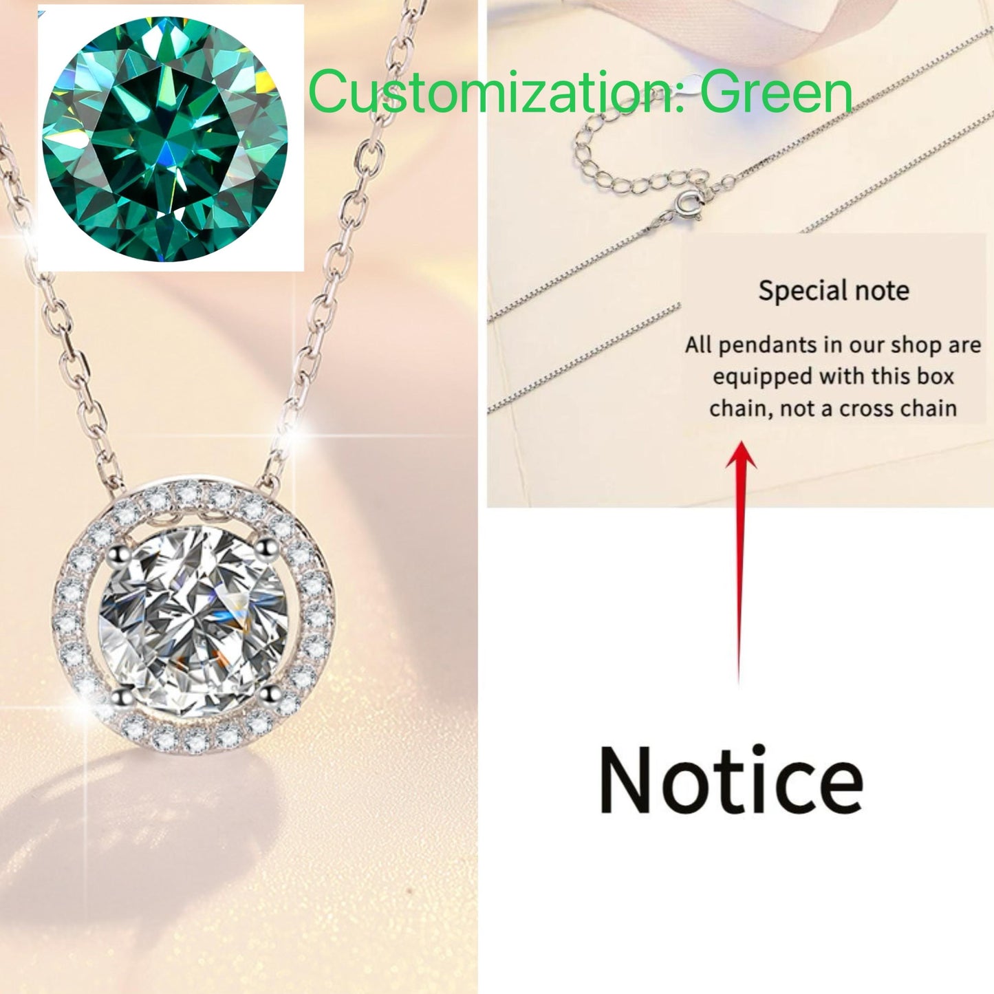 NO.195 S925 Sterling Silver Simple Round Synthetic Moissanite Necklace Birthday Gift Minimalist Pendant Necklace Springtok