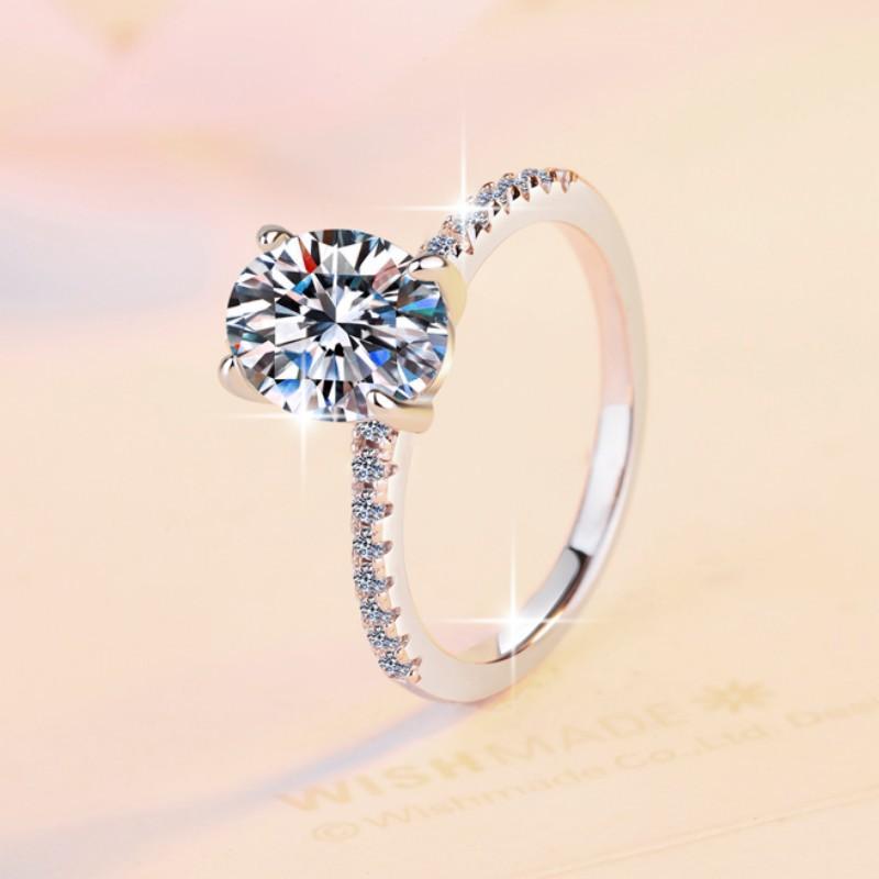 NO.041 6A Cubic Zirconia S925 Sterling Silver Pigeon egg 2 Carat Ring fashion jewelry accessory woman girl promise ring Springtok