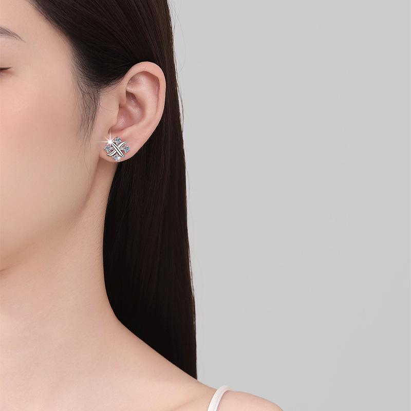 NO.171 925 Sterling Silver Little Windmill Earrings Synthetic Moissanite Earrings Glittering daily life Earrings Springtok