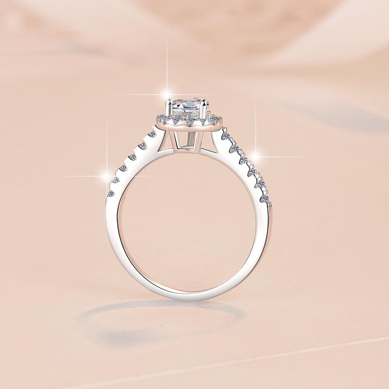 NO.138 S925 Sterling Silver Ring Water Drop Girl Heart Ring Synthetic Moissanite Ring fashion jewelry accessory woman girl promise ring Springtok