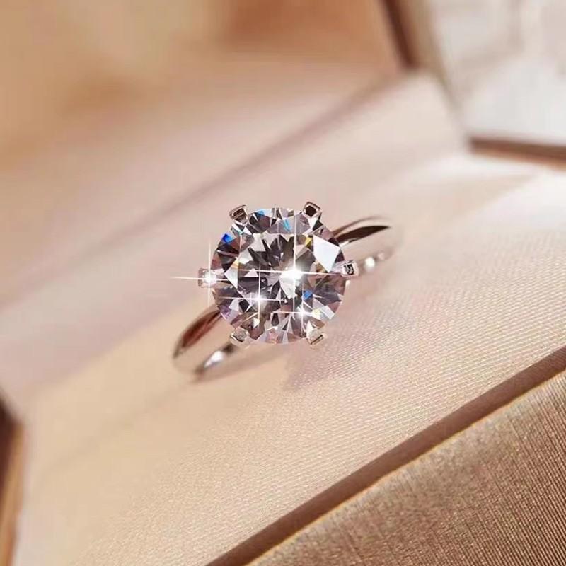 NO.103 Pink-S925 Sterling Silver D Color Synthetic Moissanite Six-claws Ring 1/2/3/5 Carat Elegant Luxury Daily Life Woman Birthday Gift Engagement Springtok