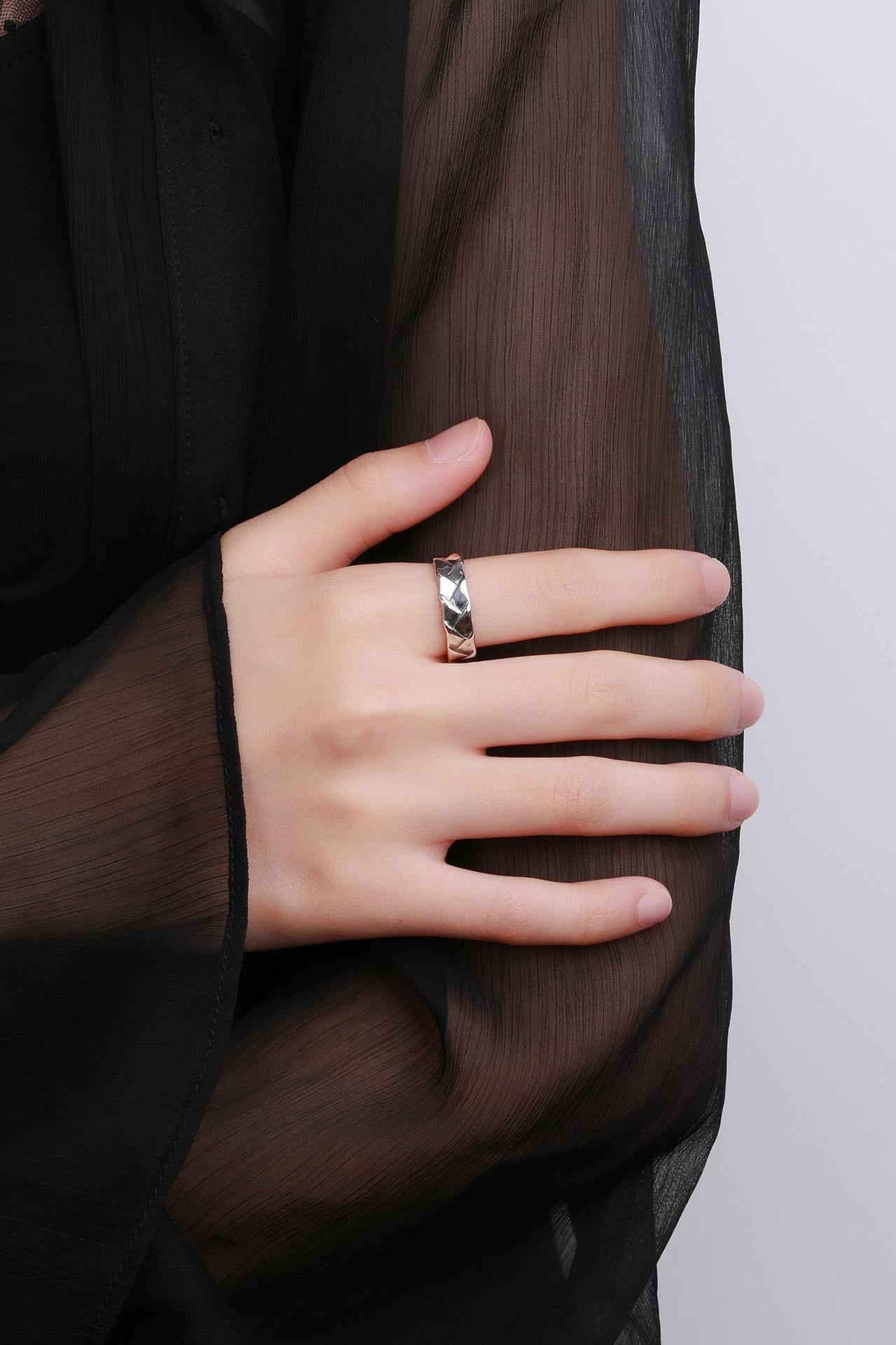 S925 Sterling Silver Vintage Distressed Braided Twist Open Ring -625(45%)