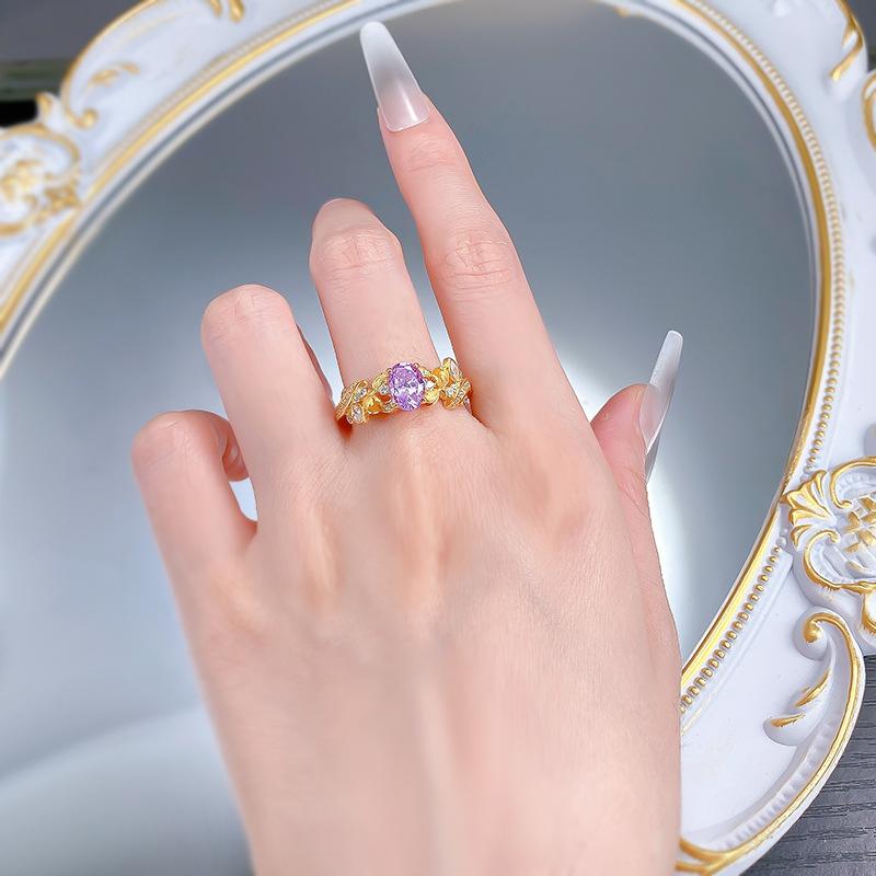 NO.063 S925 Silver Bauhinia Fairy Ring 6 * 8mm 6A Cubic Zirconia Ring fashion jewelry accessory woman girl promise ring Springtok