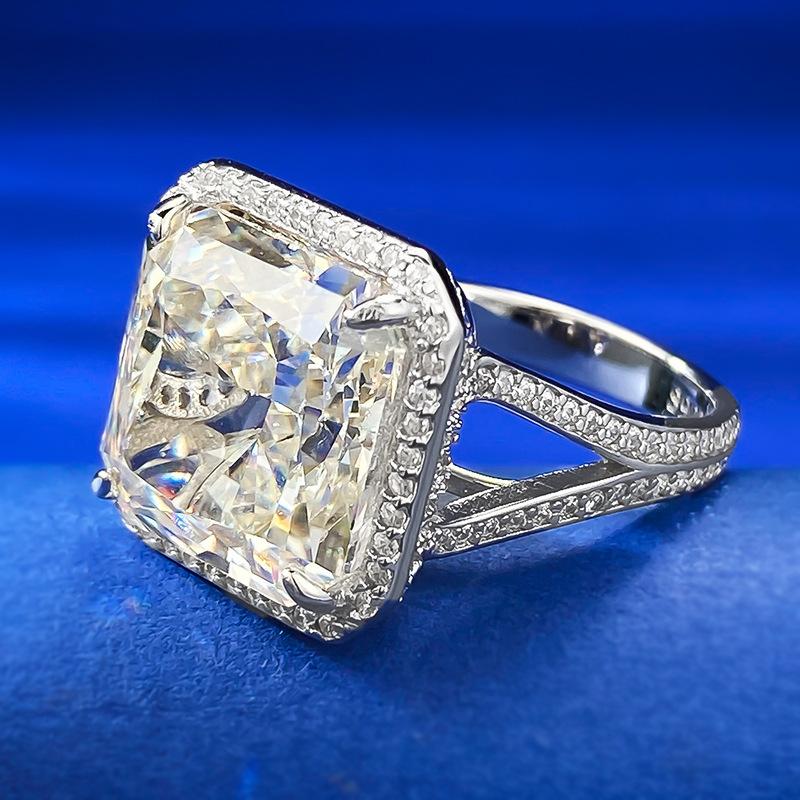 NO.014 S925 Sterling Silver Ice Flower Cut High Carbon Ring 13*13 8A Cubic Zirconia Ring fashion jewelry accessory woman girl promise ring Springtok