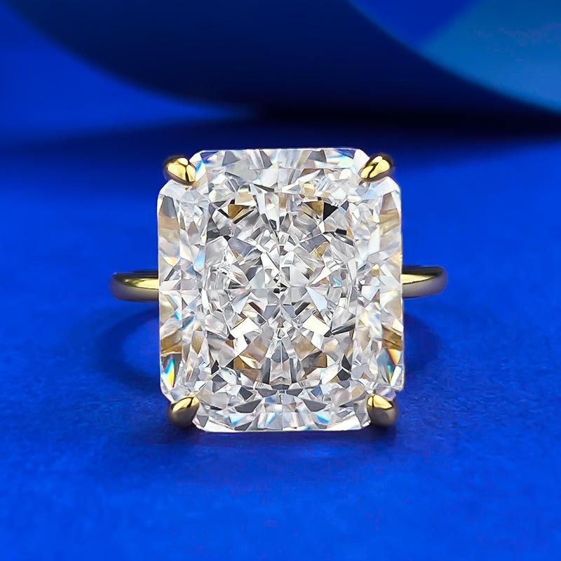 NO.011 S925 Sterling Silver Ice Flower Cut Square Ring 12*14mm 8A Cubic Zirconia Ring fashion jewelry accessory woman girl promise ring Springtok