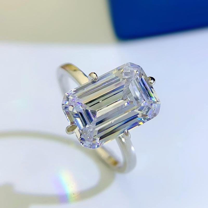 NO.065 S925 Sterling Silver Grandma Cut High-carbon drill Ring 8*12mm 6A Cubic Zirconia Ring fashion jewelry accessory woman girl promise ring Springtok