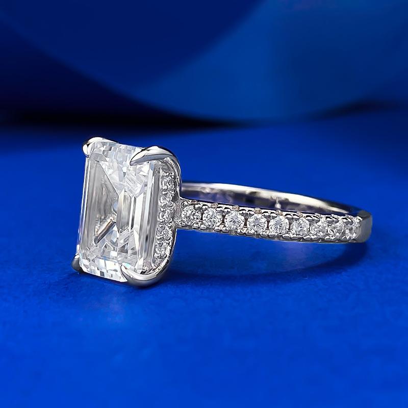 NO.069 S925 Sterling Silver Grandma Cut Square Sugar Ring 7*10mm 6A Cubic Zirconia Ring fashion jewelry accessory woman girl promise ring Springtok