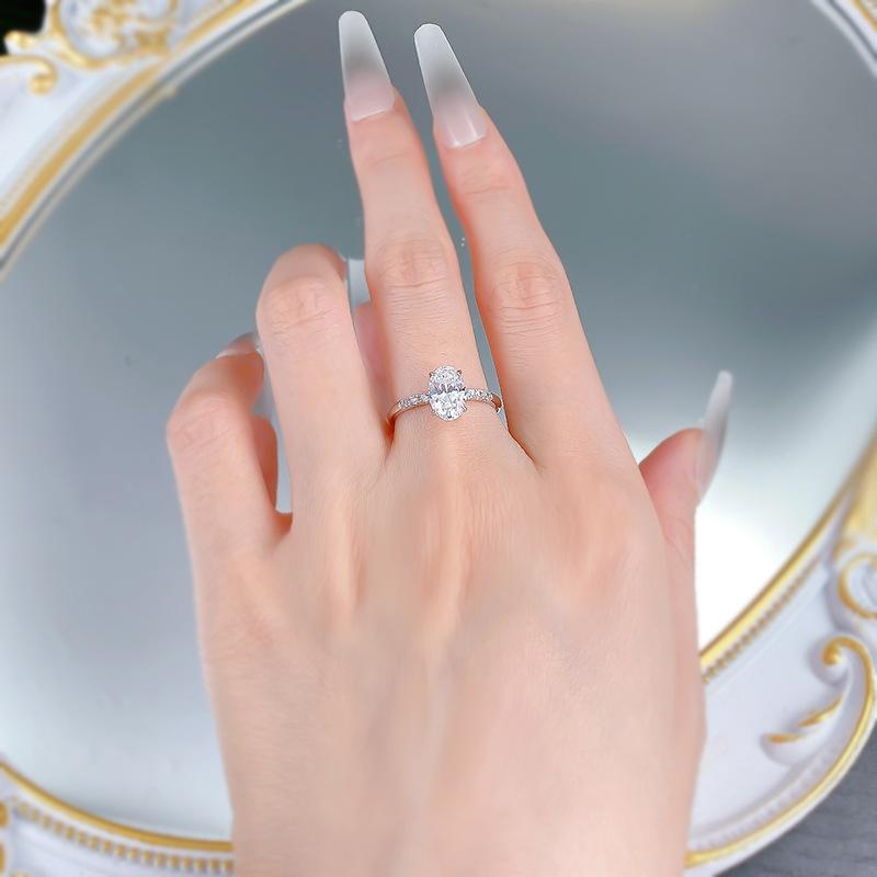 S925 Sterling Silver Oval Cut Oval Ring 6*9mm 6A Cubic Zirconia Ring Springtok-127(35%)