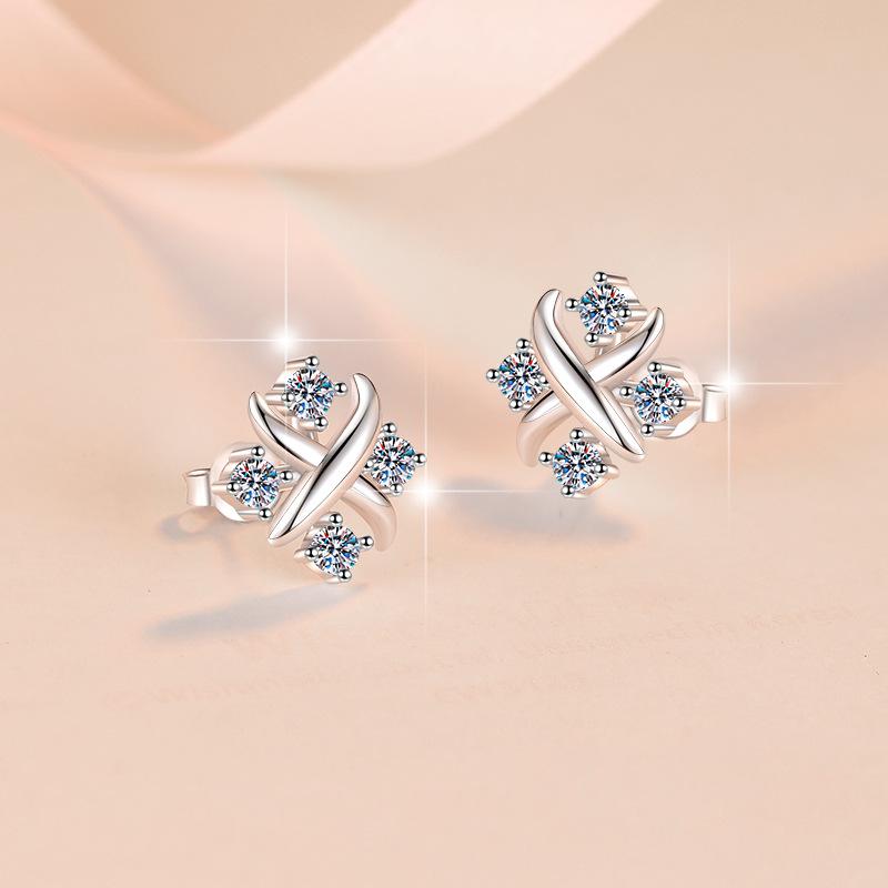 NO.171 925 Sterling Silver Little Windmill Earrings Synthetic Moissanite Earrings Glittering daily life Earrings Springtok