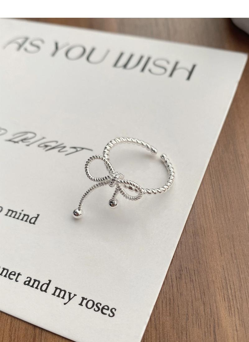 S925 Sterling Silver Bowknot Braided Open Ring for Women - 518(45%)