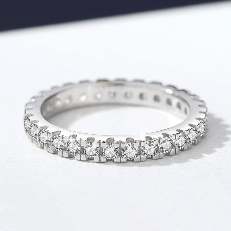 NO.147 S925 Sterling Silver Ring Full Inlay Synthetic Moissanite fashion jewelry accessory woman girl promise ring Springtok