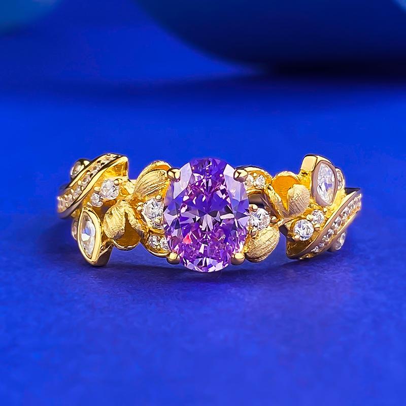 NO.063 S925 Silver Bauhinia Fairy Ring 6 * 8mm 6A Cubic Zirconia Ring fashion jewelry accessory woman girl promise ring Springtok