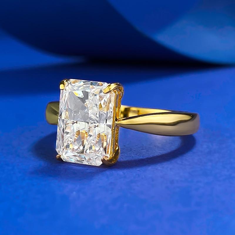 S925 Sterling Silver Ice Flower Cut Rectangular Ring 7*10 8A Cubic Zirconia Ring fashion jewelry accessory woman girl promise ring Springtok