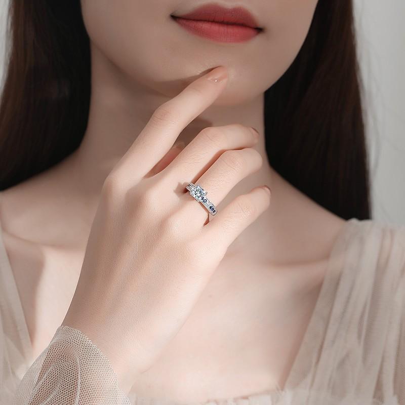 NO.136 S925 Sterling Silver Engagement Square Ring Synthetic Moissanite Ring fashion jewelry accessory woman girl promise ring Springtok