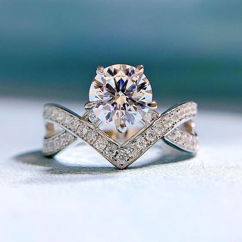 NO.083 S925 sterling silver round cut1 rust ring 6A cubic zirconia ring fashion jewelry accessory woman girl promise ring Springtok
