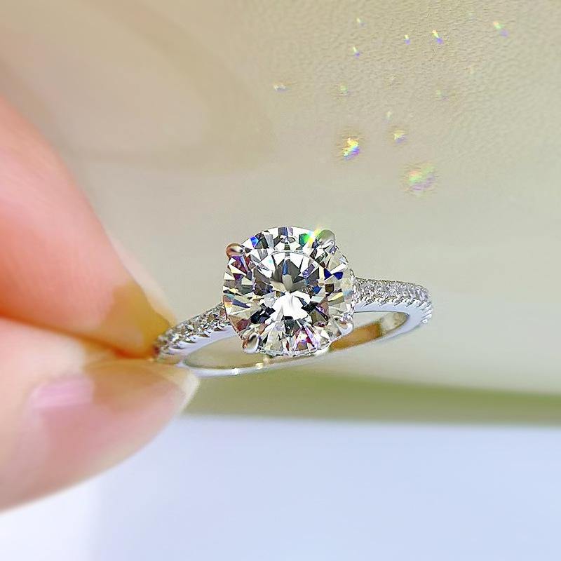 NO.081 S925 Sterling Silver Eight Arrows And Eight Hearts Cut Round Ring 8mm 6A Cubic Zirconia Ring fashion jewelry accessory woman girl promise ring Springtok