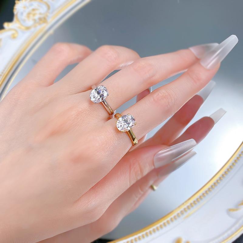 NO.038 S925 sterling silver oval cut 4 carat ring 8*10mm 6A cubic zirconia ring fashion jewelry accessory woman girl promise ring Springtok
