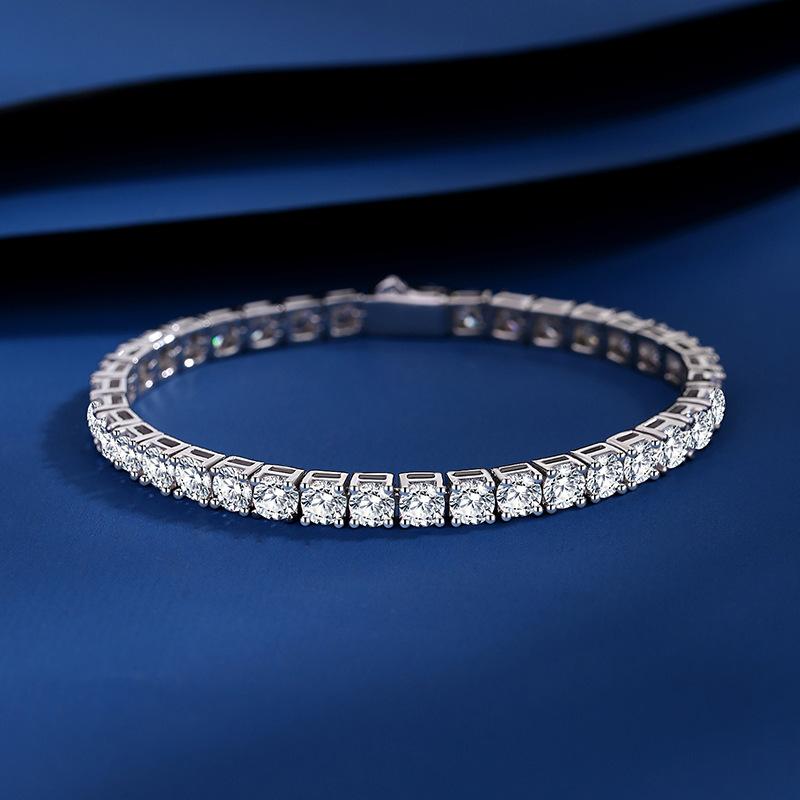 NO.225 S925 Sterling Silver Synthetic Moissanite Tennis Bracelet