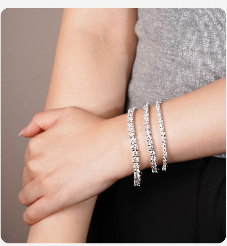 NO.225 S925 Sterling Silver Synthetic Moissanite Tennis Bracelet