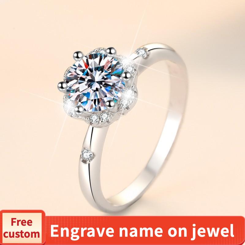 NO.110 S925 Sterling Silver Six-Claw Ring Synthetic Moissanite Ring fashion jewelry accessory woman girl promise ring Springtok