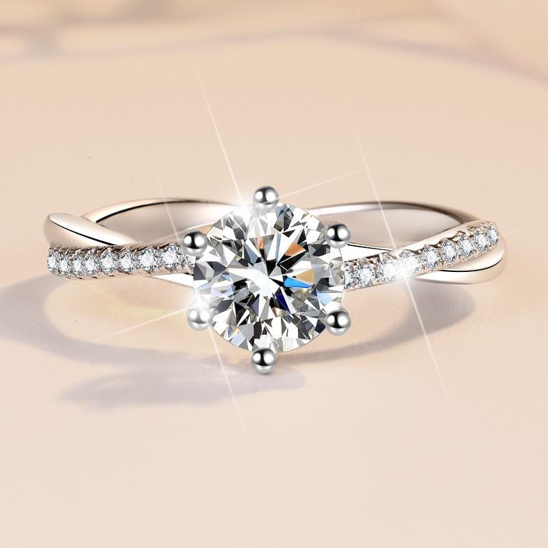 NO.113 S925 Sterling Silver Love Interwoven Ring Synthetic Moissanite Ring fashion jewelry accessory woman girl promise ring Springtok
