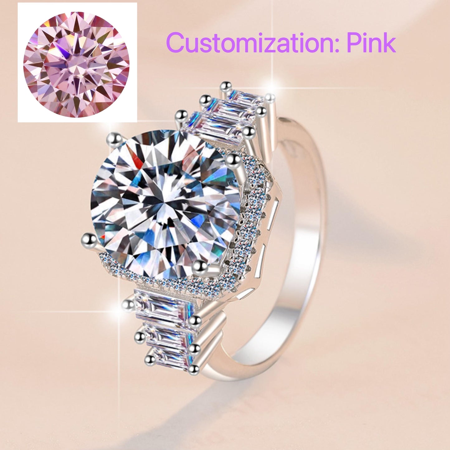 NO.125 S925 sterling silver 5 carat synthetic ring moissanite ring fashion jewelry accessory woman girl promise ring Springtok