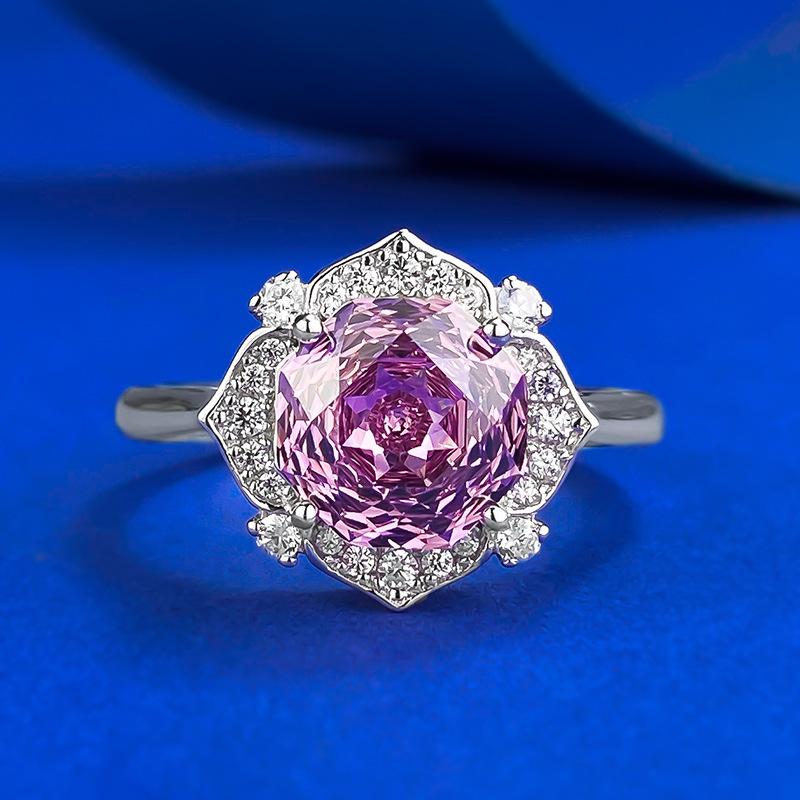 NO.232 S925 sterling silver rose cut high carbon ring 8*8mm 6A cubic zirconia ring fashion jewelry accessory woman girl promise ring Springtok