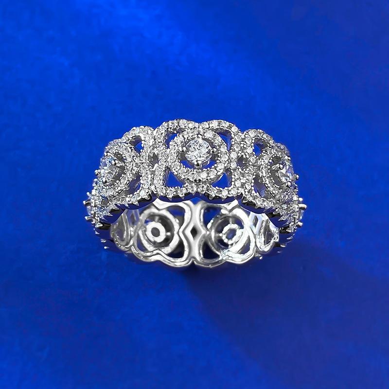NO.088 S925 Sterling Silver Full Row Ring 6A Cubic Zirconia Ring fashion jewelry accessory woman girl promise ring Springtok