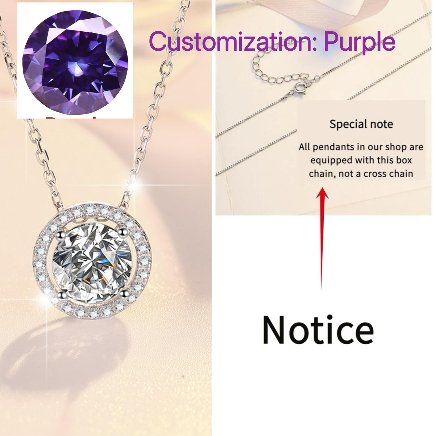 NO.195 S925 Sterling Silver Simple Round Synthetic Moissanite Necklace Birthday Gift Minimalist Pendant Necklace Springtok