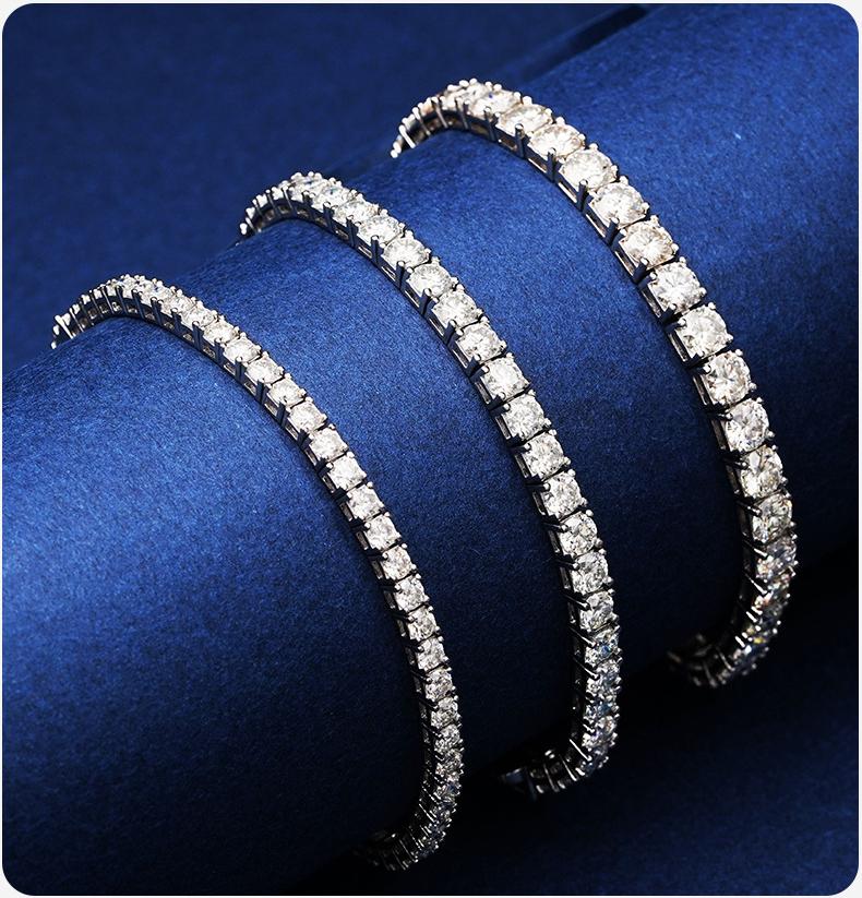 NO.225 S925 Sterling Silver Synthetic Moissanite Tennis Bracelet