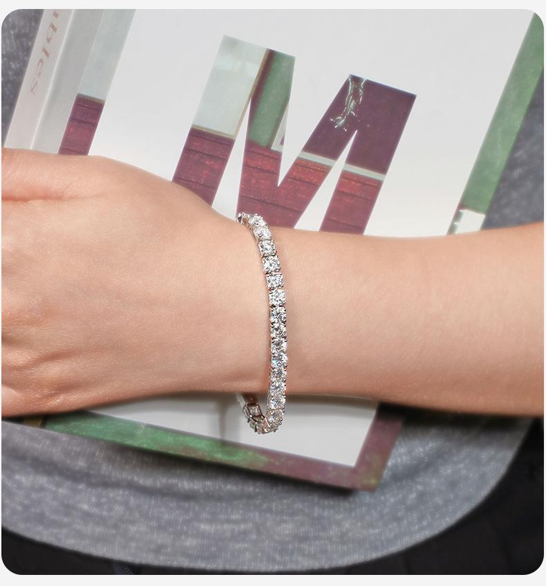 S925 Sterling Silver Synthetic Moissanite Tennis Bracelet-302(1%)